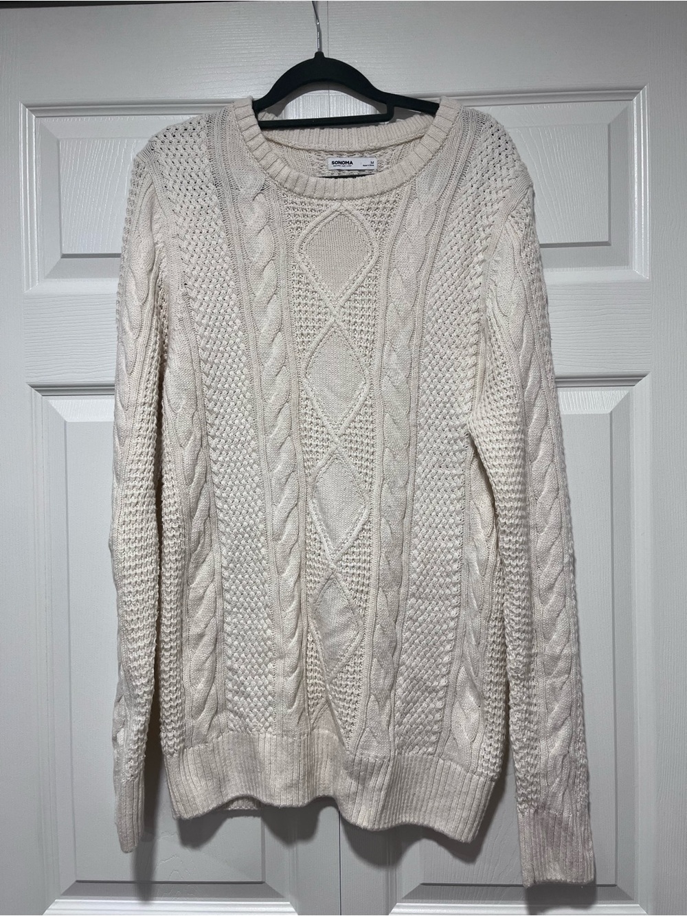 Sonoma Cream Cable Knit Crewneck Sweater